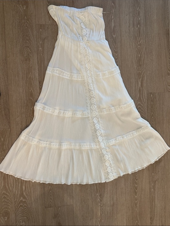 Justify Dresses & Skirts - Justify White Strapless Lace-Trim Maxi Skirt